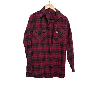 I Ride Sideways‎ Red Black Plaid Cotton Flannel Shirt Riding Gear Motorcycle M